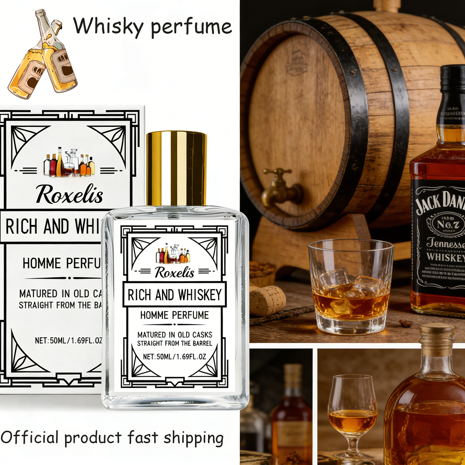 Perfume Alcohol Fragrance - Roxelis 50ml Charm Whisky Men's perfume